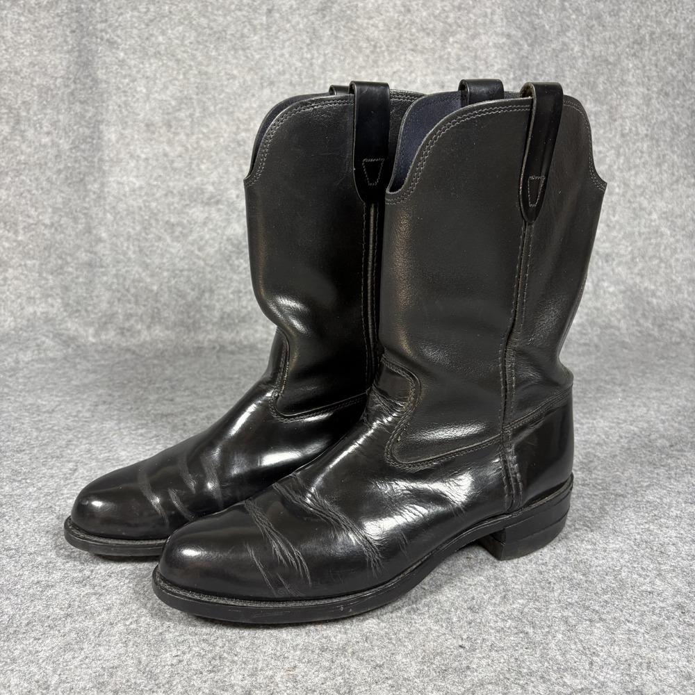 Unbranded Roper Style Pull-On Work Boots 13 Black Leather Biltrite Sole